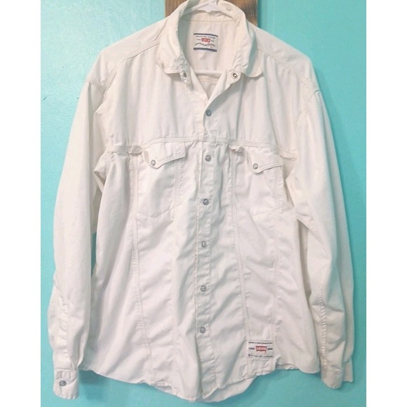 Levi's Other - Vntg White Tag Levi Collard Long Sleeve Button Down White Flannel Size LG Cotton